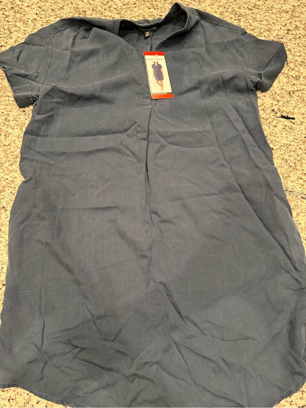 Women’s Short-Sleeve Pullover Shirt Dress - Blue